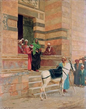 white horse Ludwig Deutsch Orientalism Araber Oil Paintings
